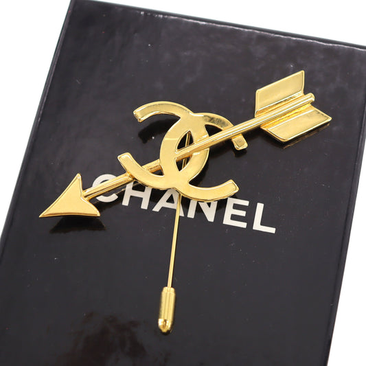 CHANEL Pin Brooch Gold Plated 93 P #BR628