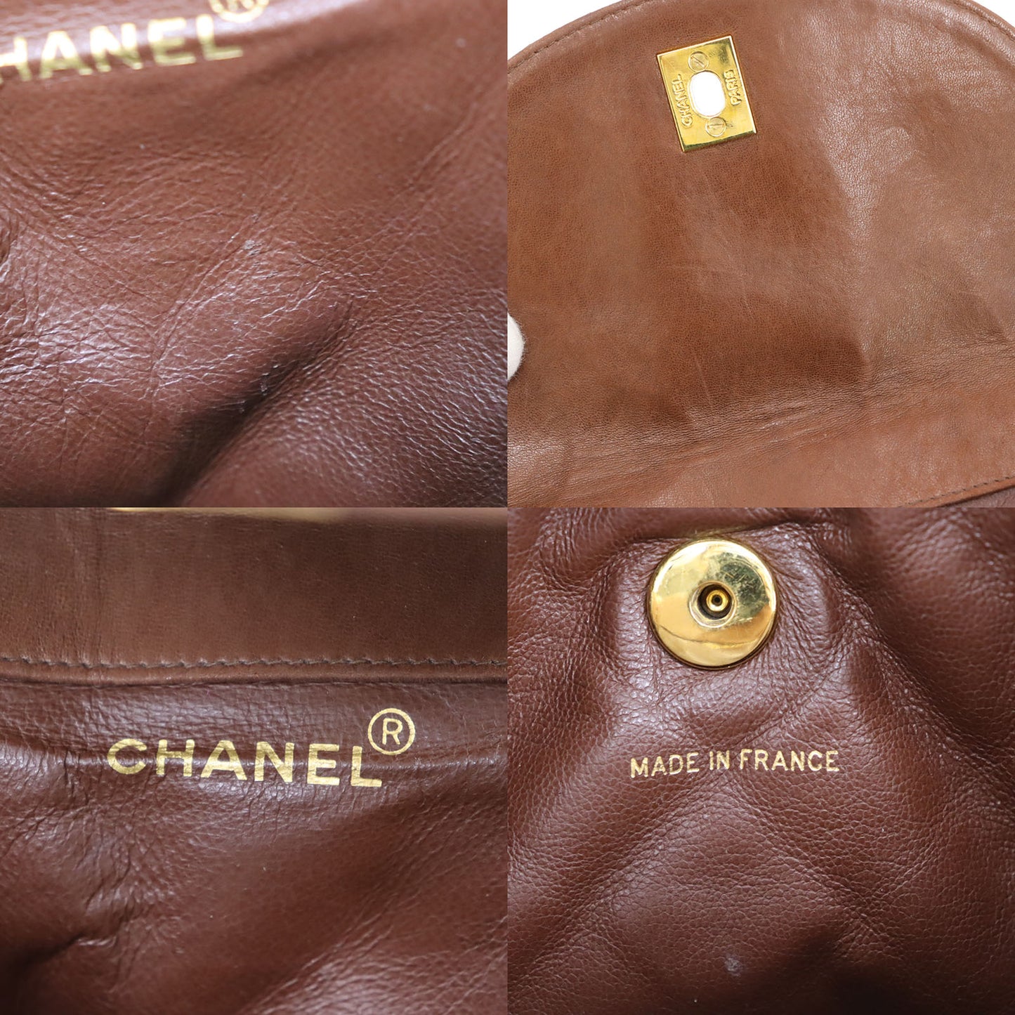 CHANEL Matelasse Chain Backpack Brown Lambskin #CG608