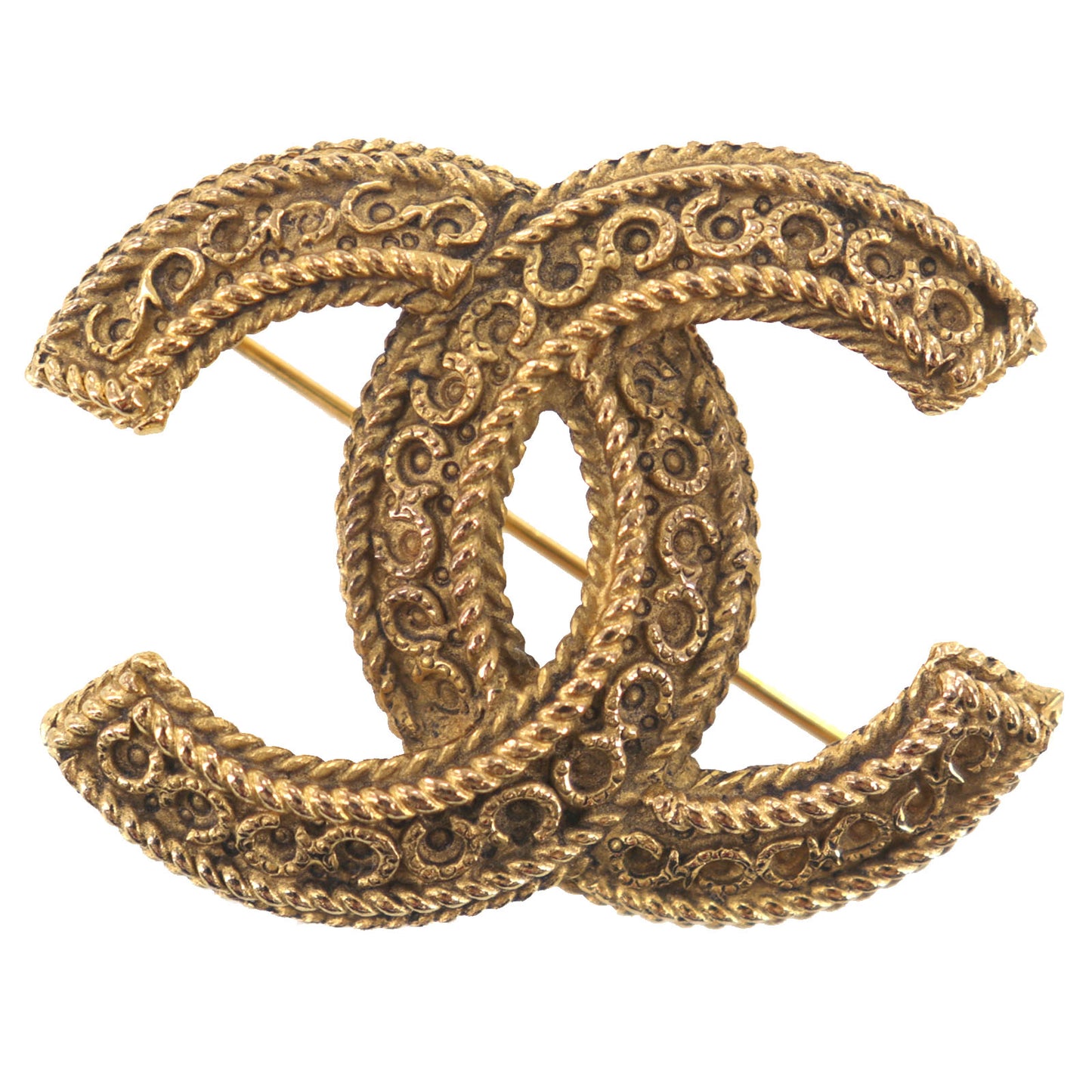 CHANEL CC Logos Pin Brooch Gold Plated 1108 #AG286