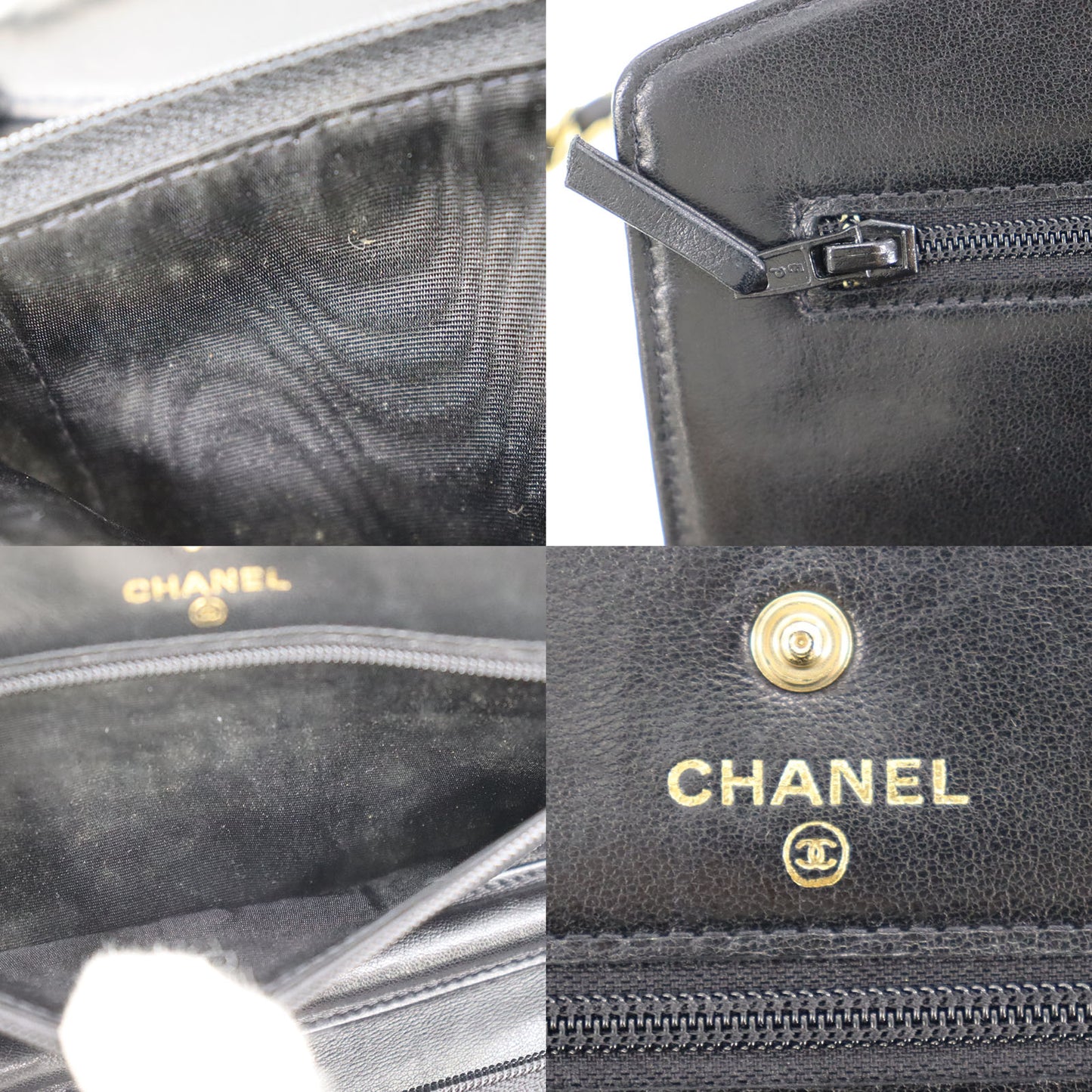 CHANEL Shoulder Bag Wallet Caviar Skin Leather #CH394