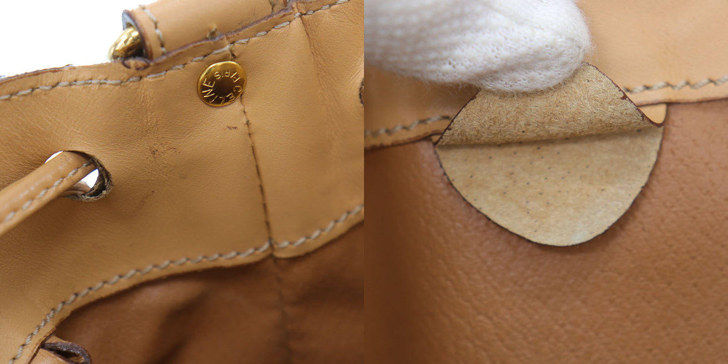CELINE Macadam Pattern Shoulder Bag Brown PVC Leather #EF153