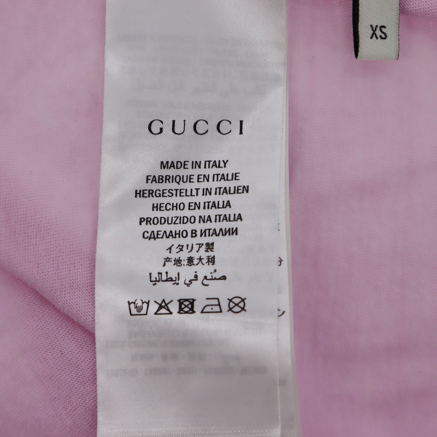 GUCCI Logos Short Sleeve Tops T-shirt Size XS Pink Cotton #AH524