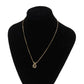 Christian Dior CD Logo Chain Necklace Rhinestone Gold-Plated #CB531