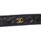 CHANEL Used Black Quilted CC Logo Dog Collar & Leash Set 99 C Vintage #CX601