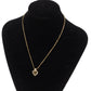 Christian Dior CD Logo Rhinestone Chain Necklace Gold #CB613