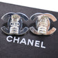 CHANEL CC Turn-lock Earrings Silver Clip-On 97 P #CO594