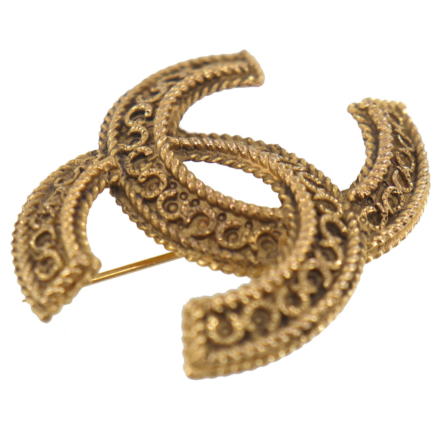 CHANEL CC Logos Pin Brooch Gold Plated 1108 #AG286