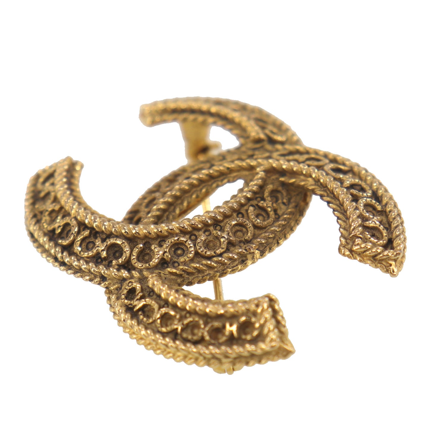 CHANEL CC Logos Pin Brooch Gold Plated 1108 #AG286