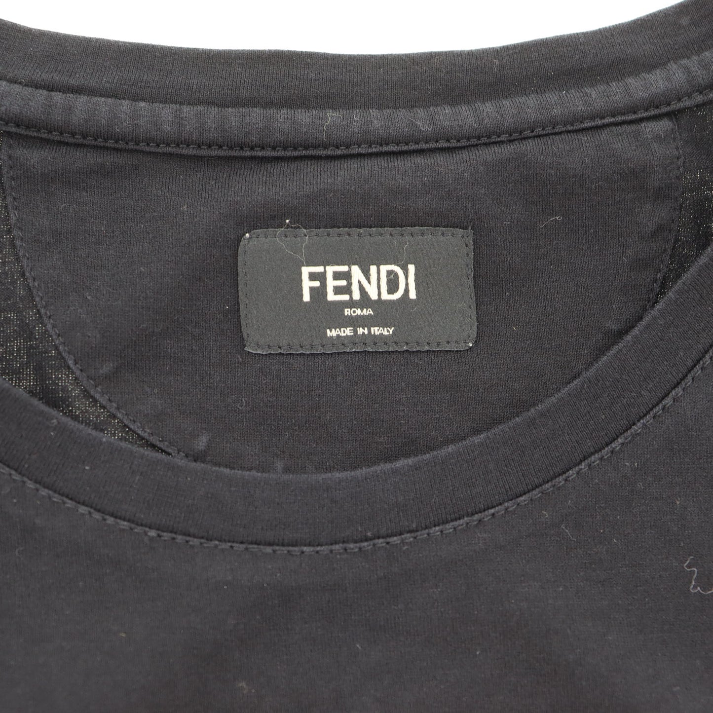 FENDI Roma Short Sleeve T-shirt Tops Black Size 50 #AH149