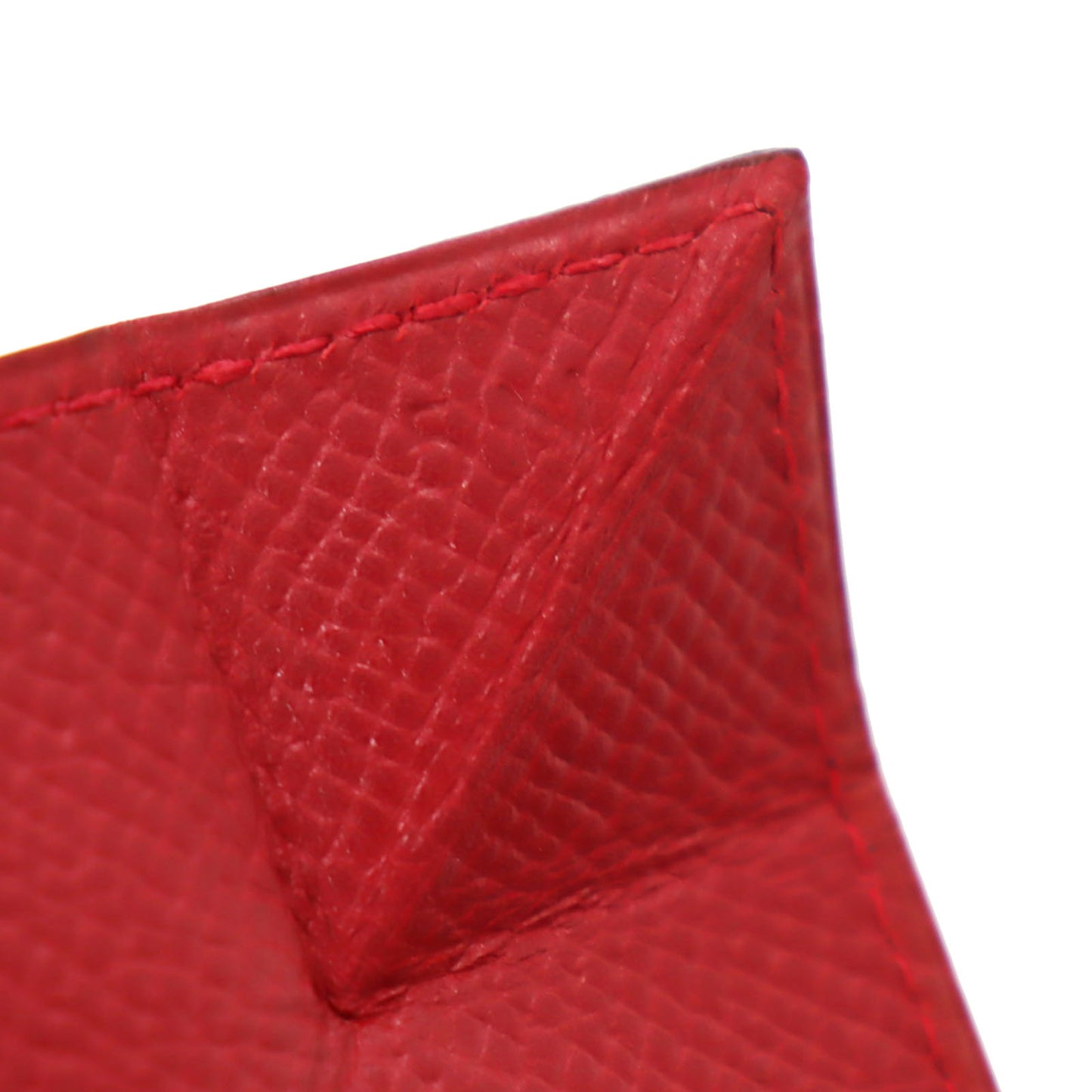 HERMES Revan Cattle Coin Compar Coin Purse Red Leather #CP947