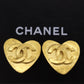 CHANEL CC Heart Earrings Gold-plated Clip-On 95P #CN250