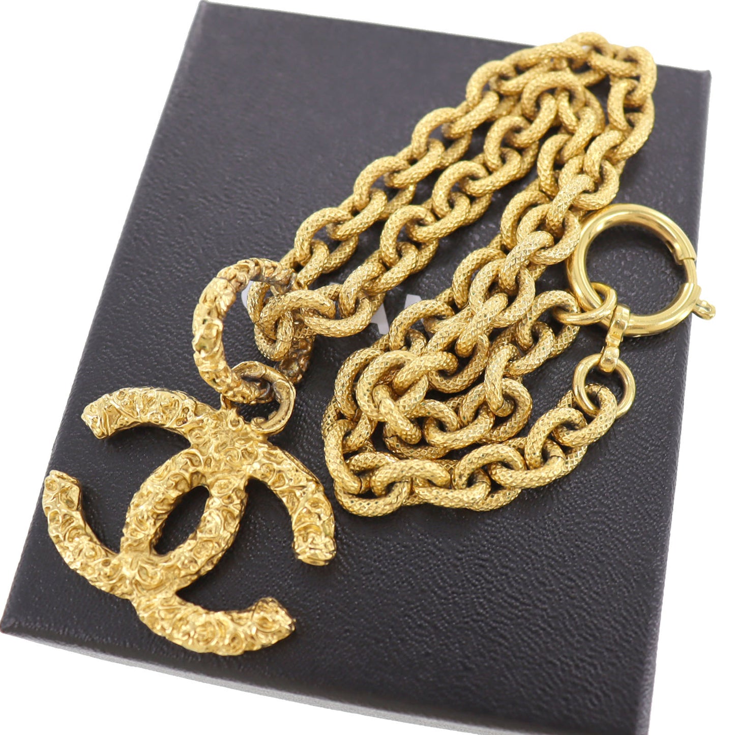 CHANEL CC Logos Gold Plated Big Chain Necklace #AH21