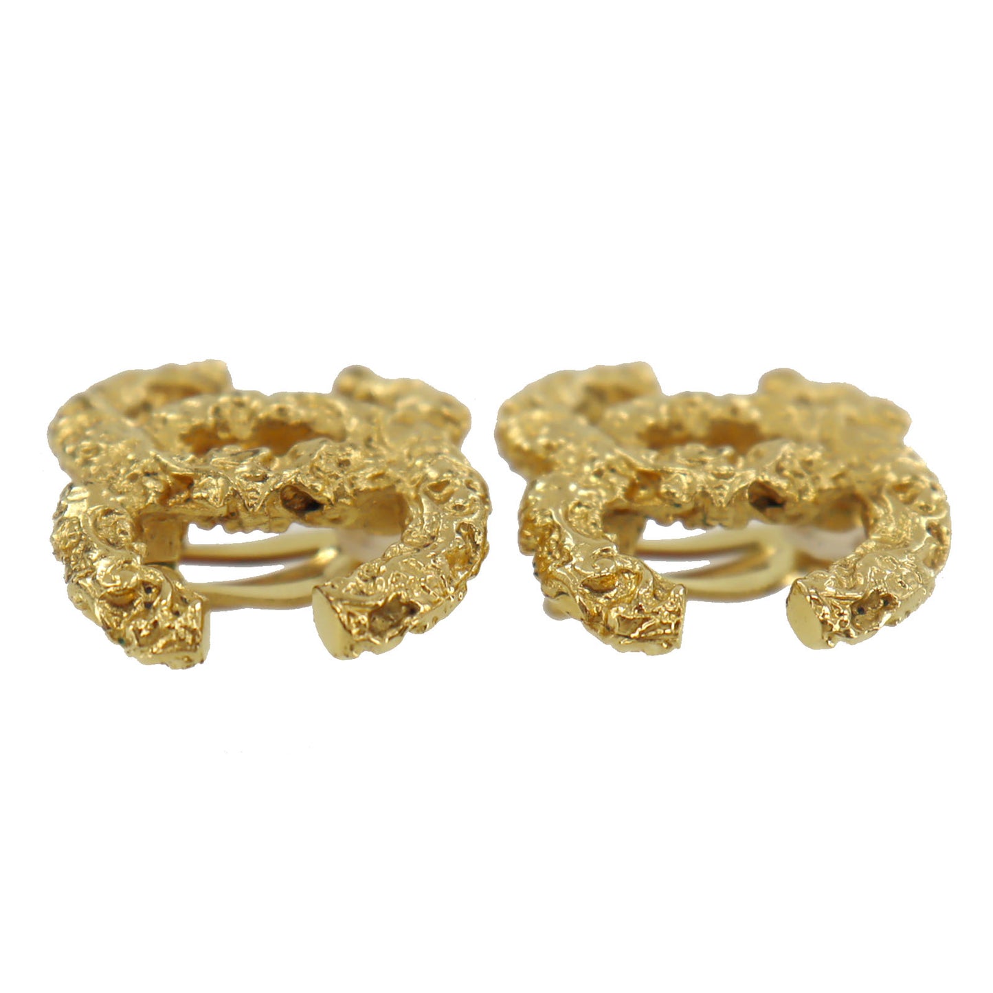 CHANEL CC Logos Earrings Gold Clip-On Vintage 03A  #AH27