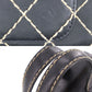 CHANEL Logo Wild Stitch Handbag Black Leather #AH686