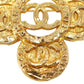 CHANEL CC Logos Flower Pin Brooch Gold Plated 2 8 1231 #AH2