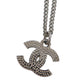 CHANEL CC Logos Necklace Rhinestone Silver F12 W #CN94