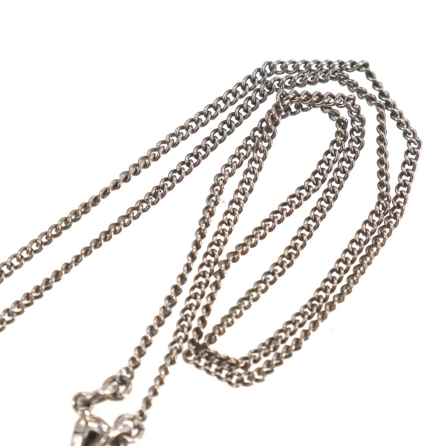 CHANEL CC Logos Necklace Rhinestone Silver F12 W #CN94