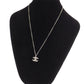 CHANEL CC Logos Necklace Rhinestone Silver F12 W #CN94