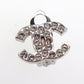 CHANEL CC Logos Rhinestone Earrings Silver Clip-On 04V #CO299