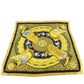 HERMES Logos Scarf Yellow Black 100% Silk #BY468