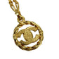 CHANEL CC Logos Circle Necklace Stone Gold 3438 #CJ478