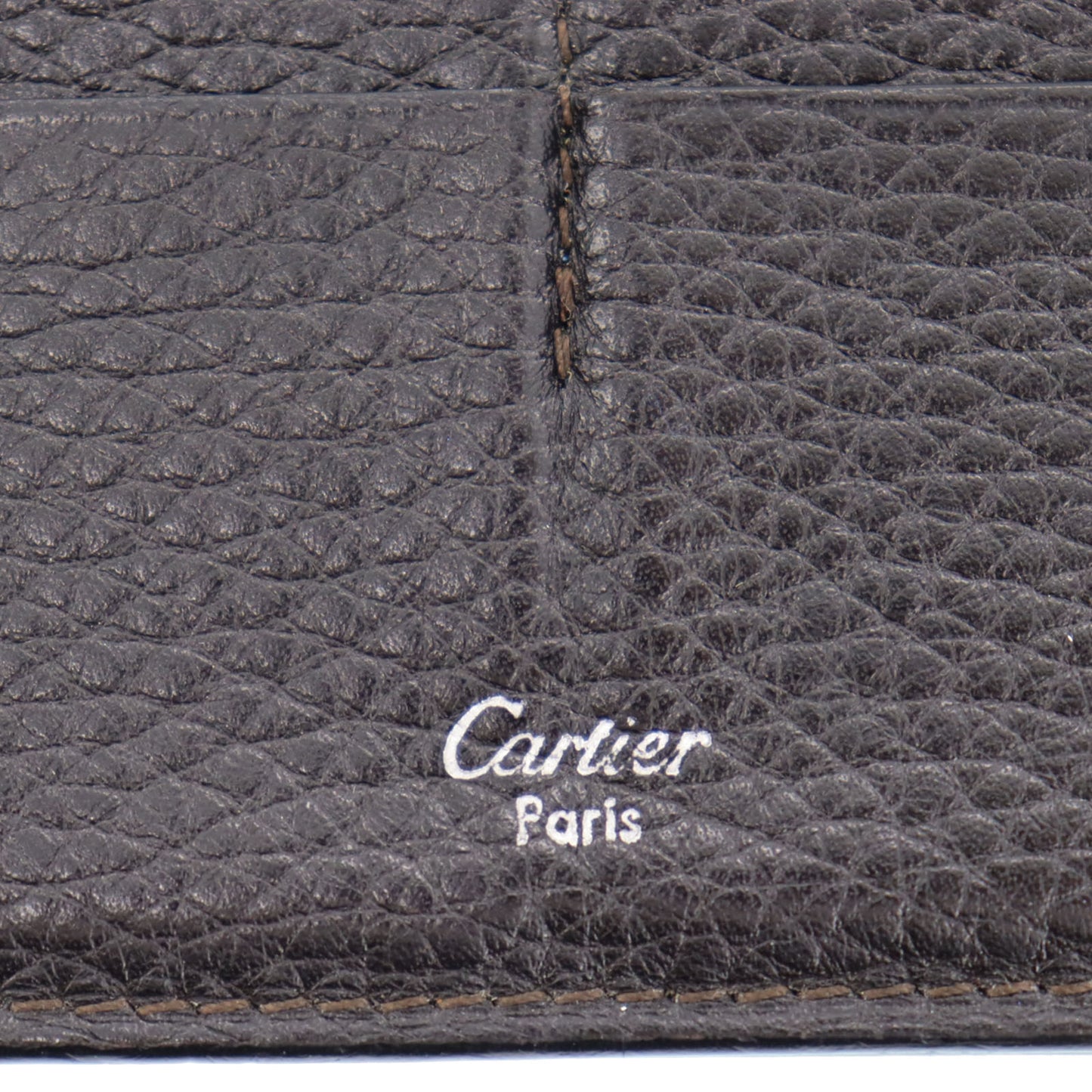 Cartier Logos Serie Line Card Wallet Brown Leather #AH327