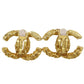 CHANEL CC Logos Earrings Gold Clip-On Vintage 03A  #AH27