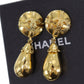 CHANEL CC Logos Circle Earrings 97 A Clip-On Gold #CJ349