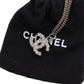 CHANEL CC Logos Rhinestone Silver Plated Chain Necklace B10 V #BX959