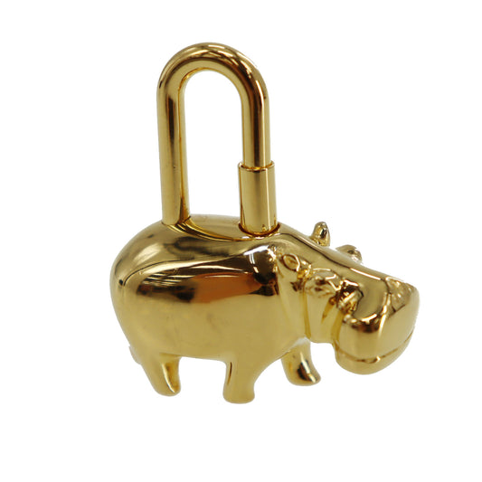 HERMÈS Hippopotamus Cadena Padlock Bag Charm Gold #CD254