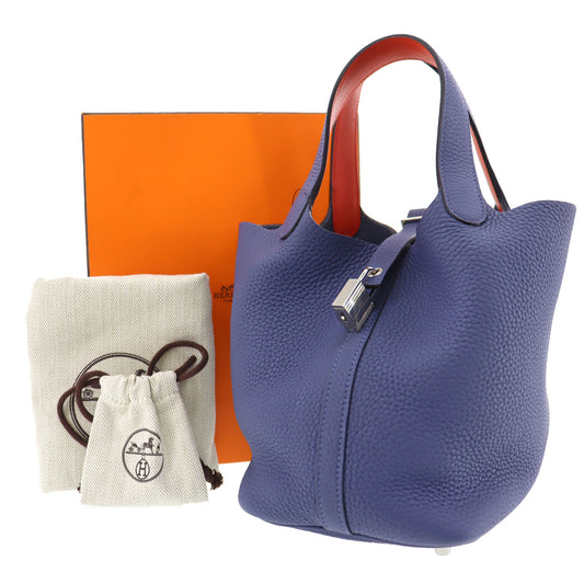 Hermes Picotin Lock PM Handbag Bule Navy Taurillon Maurice #AH704