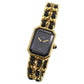 CHANEL Premiere Discontinued Wristwatches XL Gold Black Quartz #BS786