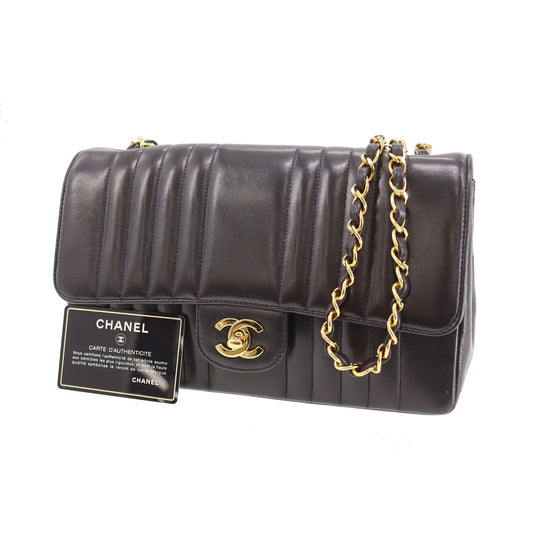 CHANEL Shoulder Bag Black Lambskin #CG584