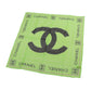 CHANEL CC Logos Green Square Scarf Cotton #CO834