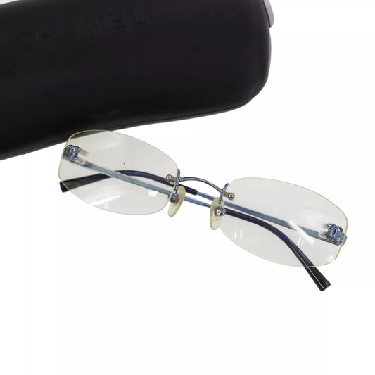 CHANEL CC Logos Sunglasses Clear Blue Eye Wear 2014 c.119 52◻︎19 #CW610