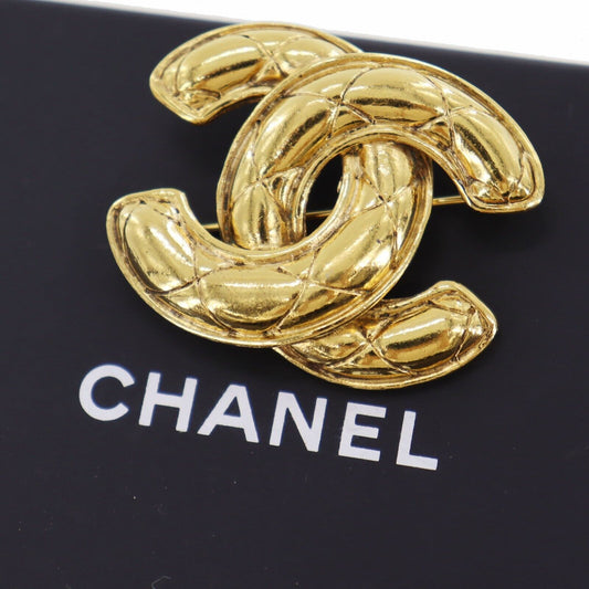 CHANEL CC Logos Pin Brooch Gold Plated Frnce #AH131