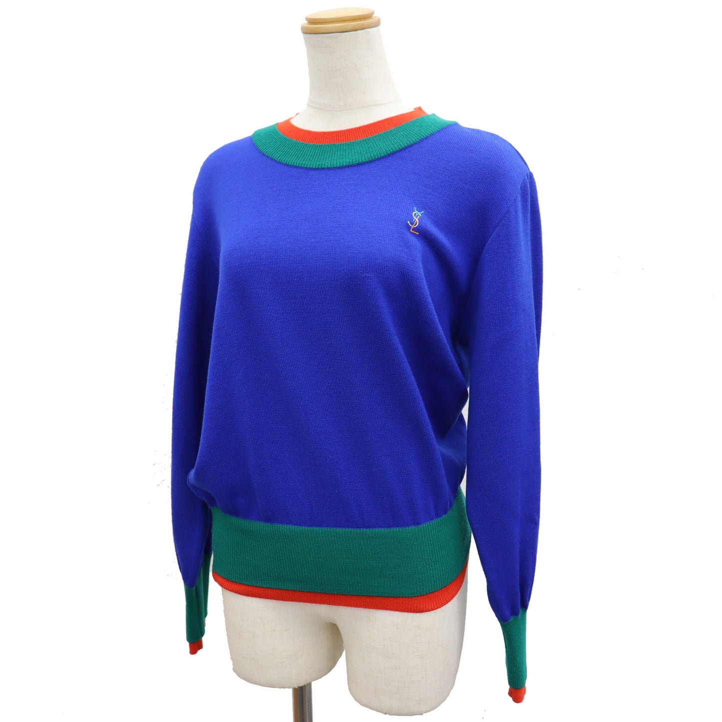 Yves Saint Laurent Long Sleeve Blue Knit Size M 100% Wool #AH144