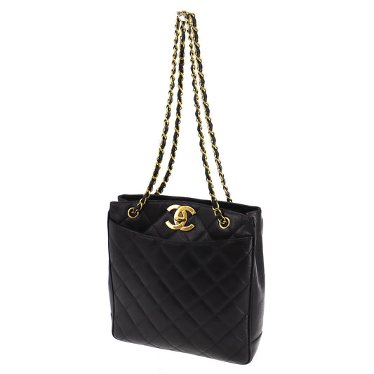 CHANEL Shoulder Tote Bag Caviar Skin Leather #CJ496