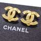 CHANEL CC Logos Earrings Gold Clip-On Vintage 99A #BR689