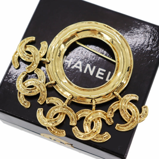 CHANEL Triple CC Logos Pin Brooch Gold Plated 94P #AH584