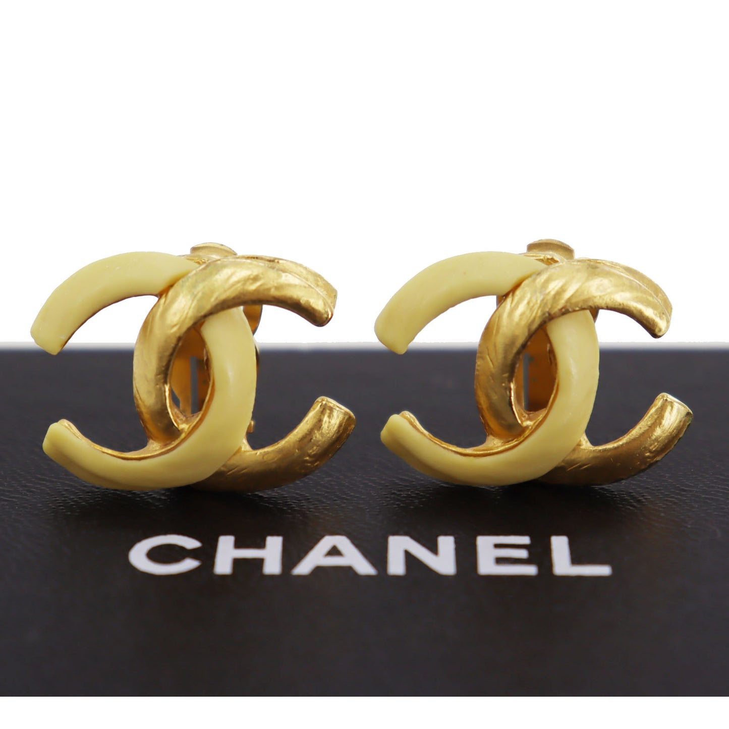 CHANEL CC Logos Earrings Gold Clip-On 00 T #CG541