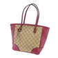 GUCCI Original GG Canvas Leather Tote Handbag Pink Beige #CU993