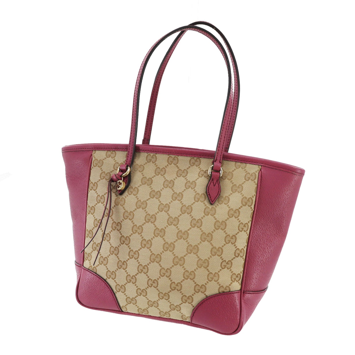 GUCCI Original GG Canvas Leather Tote Handbag Pink Beige #CU993