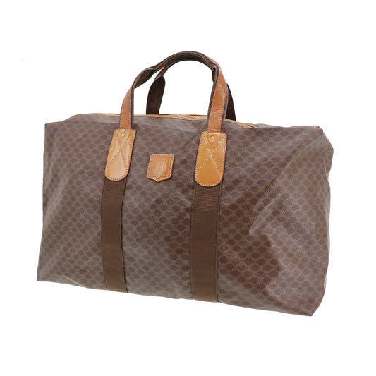 CELINE Macadam Pattern Travel Handbag Brown PVC Leather #CN98