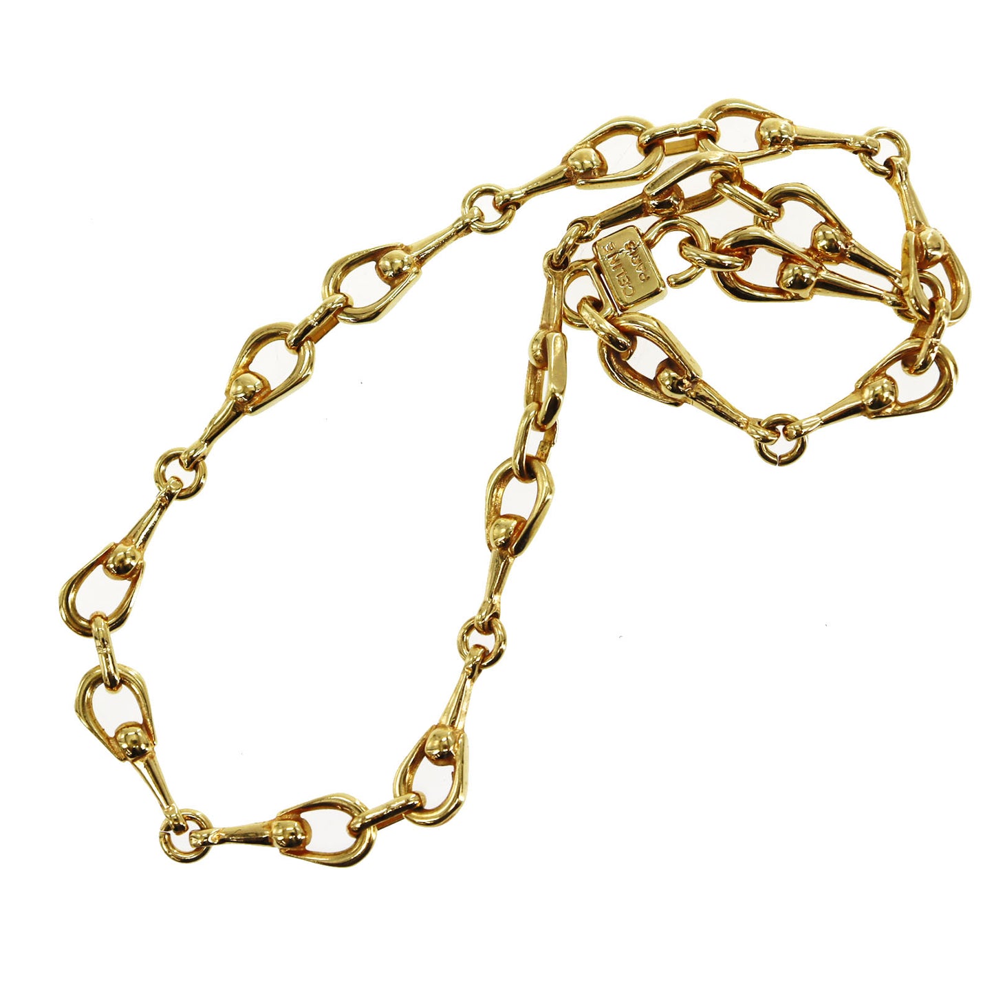 CELINE Logos Gold Plated Chain Necklace #CE506