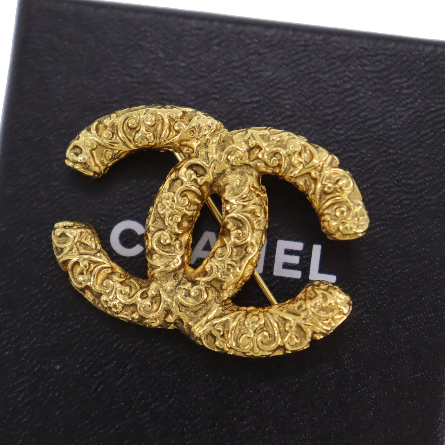 CHANEL CC Logos Pin Brooch Gold Plated 93A #CN507