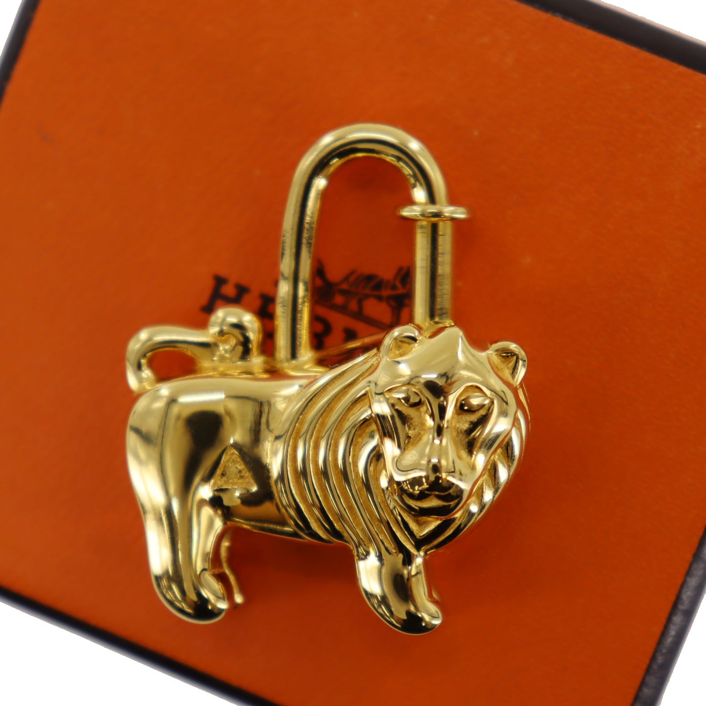 HERMES 1997 Limited Lion Charm Top Cadena Gold Plated #CA247