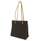 FENDI Zucca Shoulder Tote Bag Brown Black Nylon Canvas #AH538