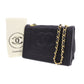 CHANEL CC Logo Shoulder Bag Black Satin #AF794