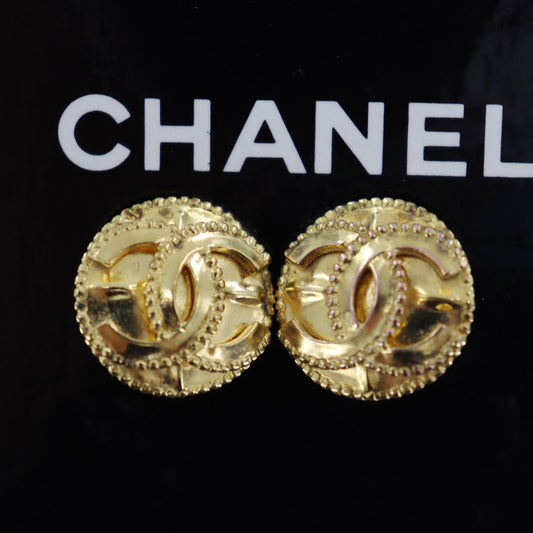 CHANEL CC Logos Gold Clip-On Circle 97A Earrings #BS583